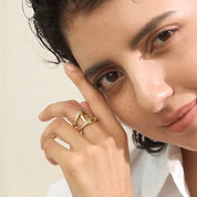 Anel pétala dourada