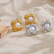 Brinco Pérola Floral