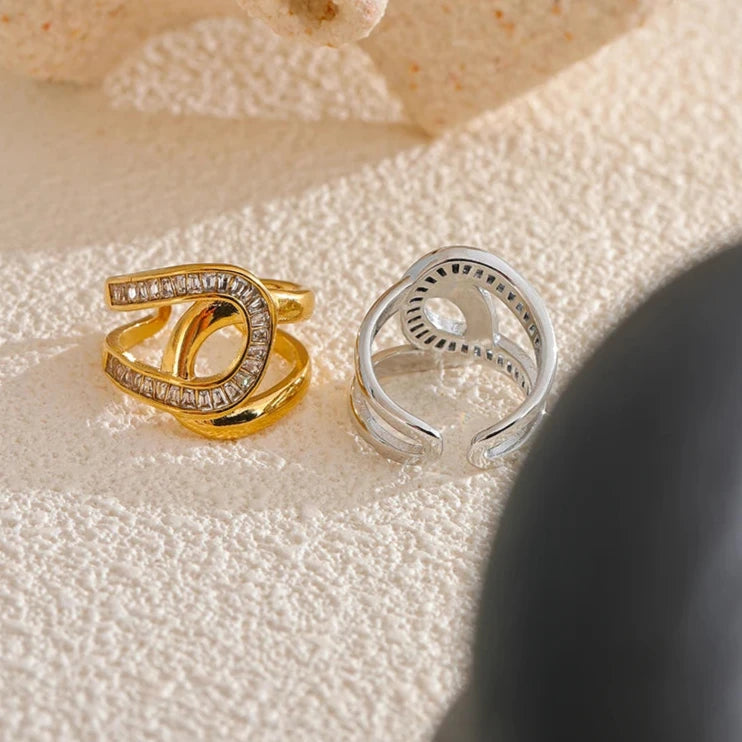 Anel pétala dourada